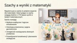 Edukacja przez szachy w szkole – prezentacja PDF (15 slajdów), rozwój myślenia, koncentracji i matematyki