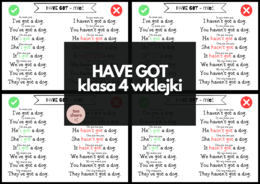 Have got - Wklejki dla klasy 4