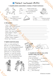 Karta pracy - czas Present Continuous A1/A2