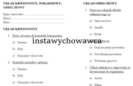 Układ krwionośny, oddechowy, pokarmowy