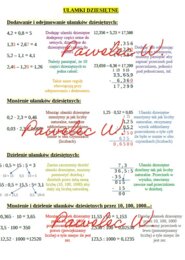 Ułamki dziesiętne - dodawanie, odejmowanie, mnożenie i dzielenie - plakat z wyjaśnieniem