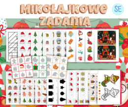 Mikołajkowe zadania. Mikołajki. Boże Narodzenie. Adwent. Ćwiczenia lewopółkulowe