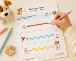 Ślady łapek Reksia – ćwiczenie grafomotoryczne