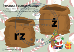 Pomocnik Świętego Mikołaja. Ortografia. Boże Narodzenie na języku polskim. Segregowanie