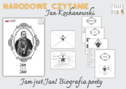 Jam jest Jan! – Jan Kochanowski, biogram – Narodowe Czytanie 2025 – materiał dla SP (film/tekst + notatka graficzna, tapeta na tablicę interaktywną; pełny pomysł na lekcję bez podręcznika)