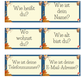 Podstawowe pytania - język niemiecki - szkoła podstawowa, szkoła średnia, rozgrzewka, utrwalenie