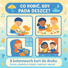 Karta obrazkowa „Co robić, gdy pada deszcz?”
