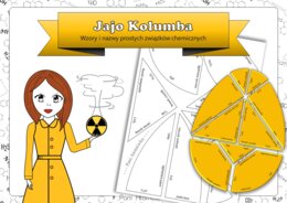 Chemia. Klasa 7. Wzory i nazwy prostych związków chemicznych. Jajo Kolumba. Układanka. Tangram. Puzzle. Karta pracy. Zadanie. Zagadka. Wielkanocna/wiosenna karta pracy.