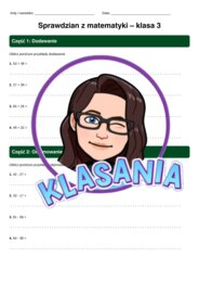 Sprawdzian -  klasa 3   Cztery podstawowe działania arytmetyczne