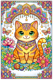 Dzień Kota: koty mandale – kolorowanki A4 (6 stron) – PDF
