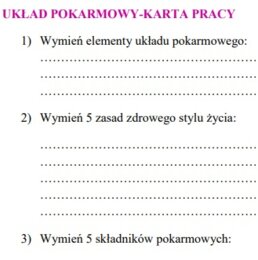 Układ pokarmowy-karta pracy