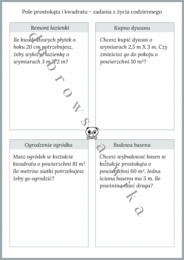 Pole prostokąta i kwadratu - przykłady z życia codziennego