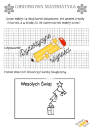 Grudniowa matematyka- zadania świąteczne DODAWANIE W ZAKRESIE 50 (5 kart pracy)