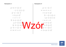 Wzory algebraiczne, rozkład (ułamki) | matematyka, algebra | 26 kolumn