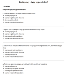 Rodzaje wypowiedzeń na E8 - teoria + ćwiczenia