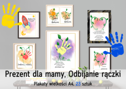 Prezent dla mamy, dla taty, dla rodziny - Plakat - odbijanie rączek - 25 szt Dzień Rodziny