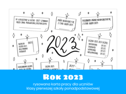 Matematyka. Klasa 1. Szkoła ponadpodstawowa. Rok 2023. Rysowana karta pracy. Powtórzenie wiadomości.