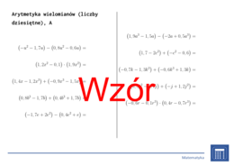 Arytmetyka wielomianów (liczby dziesiętne) | matematyka, algebra | 26 kolumn