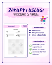 Wykreślanki - Zakupy i usługi | Egzamin 8-klasisty | Matura