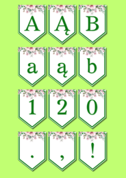 Girlanda – polski alfabet + cyfry i znaki interpunkcyjne (PDF, A4)