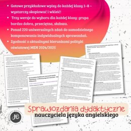 SPRAWOZDANIA DLA NAUCZYCIELA ANGIELSKIEGO