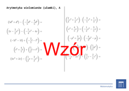 Arytmetyka wielomianów (ułamki) | matematyka, algebra | 26 kolumn