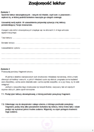 Zadania egzaminacyjne z j.polskiego - Znajomość lektur