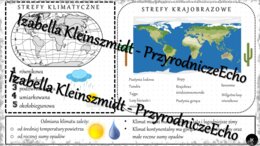 Sketchnotka - notatka „Strefy klimatyczne i krajobrazowe” wykonana w power point do edycji. Geografia 5; „Krajobrazy świata”