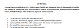 Gra typu psychotest z lektury "Felix, Net i Nika oraz Gang Niewidzialnych Ludzi"