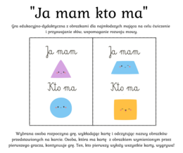 Gra edukacyjno-dydaktyczna „Ja mam… kto ma?” Figury geometryczne i kształty 90 kart
