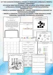 LATERALIZACJA, PERCEPCJA WZROKOWA I SŁUCHOWA DLA KLAS 4-8