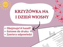 Krzyżówka na pierwszy dzień wiosny 🌸🌿 – edukacyjna zabawa; świetlica, polski, przyroda, godzina wychowawcza; klasa 1-3, klasa 4-6