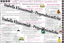Sketchnotka - notatka „Indie-kraj kontrastów społecznych i gospodarczych” wykonana w power point do edycji. Geografia 8; „Azja”