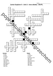 Junior Explorer 5 – Unit 3 – krzyżówki
