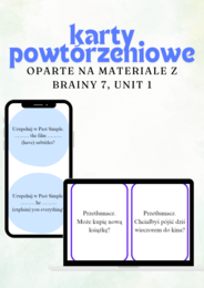 Brainy 7 unit 1 - karty powtórzeniowe do gier