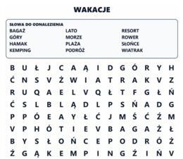 Zestaw wykreslanek wakacje / lato