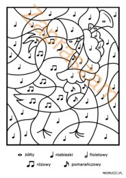 Ptaszek wartości rytmiczne nut kolorowanka