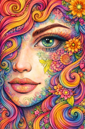 Darmowa kolorowanka - twarz kobiety