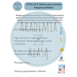 5 STACJI ZADANIOWYCH dla kl.1 – WAKACYJNA PRZYGODA Z KLASYKIEM