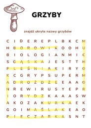 wykreślanka - grzyby