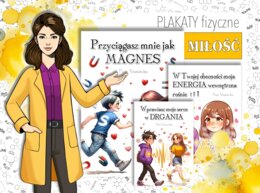 Fizyka. Plakat. Szkolna gazetka ścienna. Plakaty fizyczne z motywem MIŁOŚCI do sali chemicznej i nie tylko. Walentynki. Święto zakochanych.