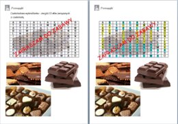?Wykreślanka - słodkie słownictwo dotyczące czekolady, trening ortografii