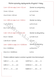Różne sposoby zapisywania jednostek długości i masy
