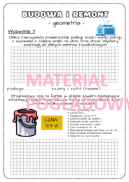 Projekt edukacyjny – klasa 6, 7, 8. Innowacja pedagogiczna. Obliczenia praktyczne. Budowa i remont. Geometria
