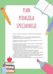 Plan Pracy Pedagoga Specjalnego, szkoła, przedszkole.