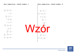 Wzory algebraiczne, rozkład (ułamki) | matematyka, algebra | 26 kolumn