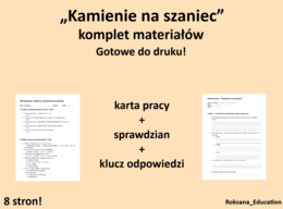Zestaw Karta pracy + Sprawdzian + Karta odpowiedzi - Kamienie na Szaniec - egzamin ósmoklasisty - Polski_Na_100%