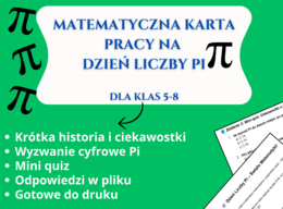 📜 Matematyczna karta pracy na Dzień Liczby Pi 🎉🔢 – Klasy 5-8
