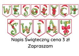Napis "Wesołych Świąt" - zielony PROMOCJA - 3zł