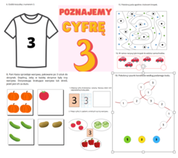 Poznajemy cyfrę 3 - karty pracy